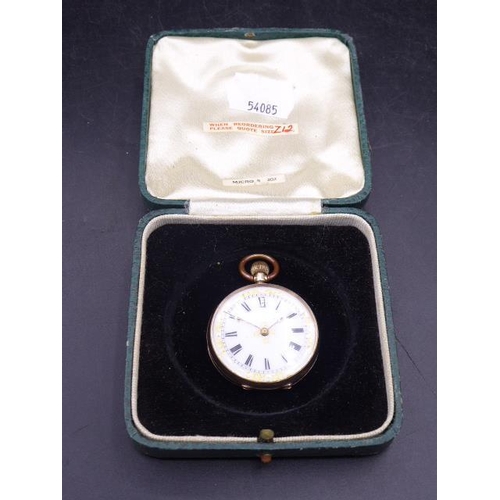 389 - Pocket Watch in 9ct Gold Case with Scroll Decorations