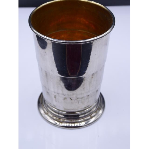 405 - James Dixon Silver Plated Collapsible Travelling Cup compolete with Case