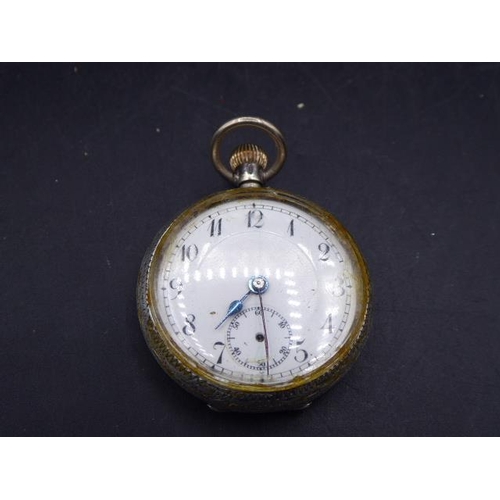 410 - London Silver 925 Cased Pocket Watch with Scroll Decoration