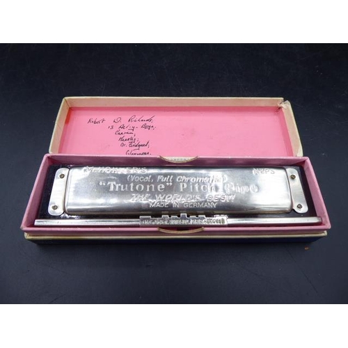 411 - M Hohner No P3 Harmonica complete with Case