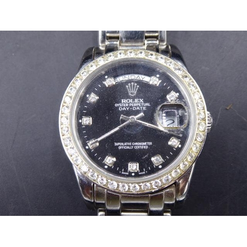 413 - Rolex Oyster Perpetual With Jewelled Bezel (No Authenticity Given)