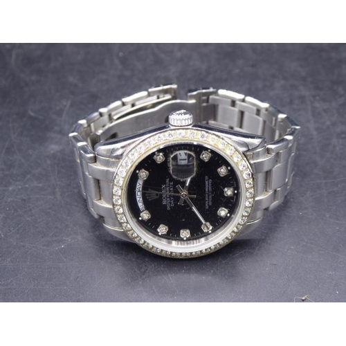 413 - Rolex Oyster Perpetual With Jewelled Bezel (No Authenticity Given)