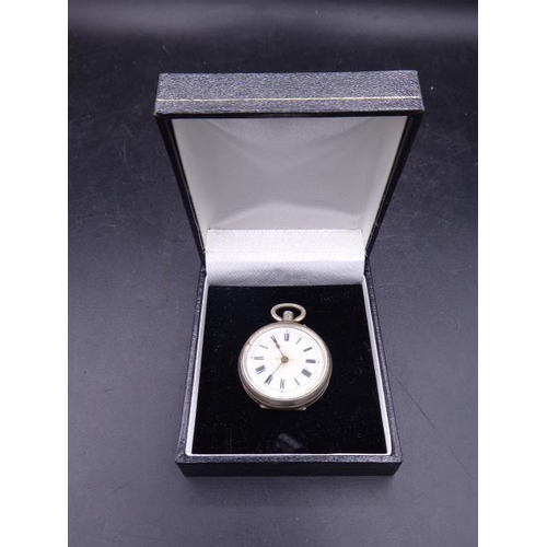 414 - Pocket Watch in Silver 935 Case with Scroll Decoration