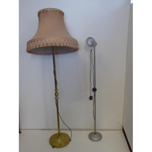 515 - Brass Free Standing Floor Lamp With Shade And A Chrome Lamp (Working When Tested)