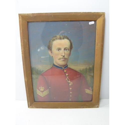 421 - Two Victorian Framed Oil on Board Portrait Sudys depicting Soldier and Lady (Both unsigned) 13