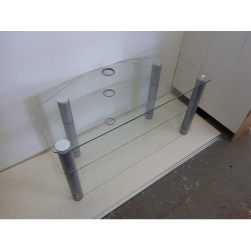 519 - Modern Glass and Chrome Television Stand (39