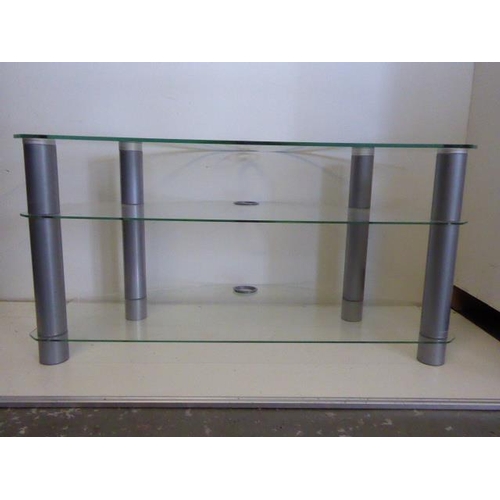 519 - Modern Glass and Chrome Television Stand (39