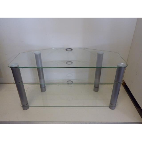 519 - Modern Glass and Chrome Television Stand (39