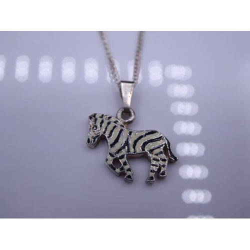 456 - Silver 925 Zebra Pendant and Chain complete with Presentation Box