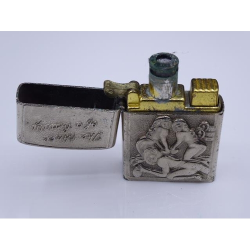 475 - Vintage Lighter with The inscription The Three of Beauty in Case