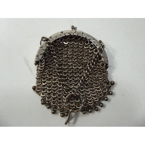 631 - Mixed Selection of unsorted Jewellery with Chain Mail purse complete with Black Lacquered Box with O... 