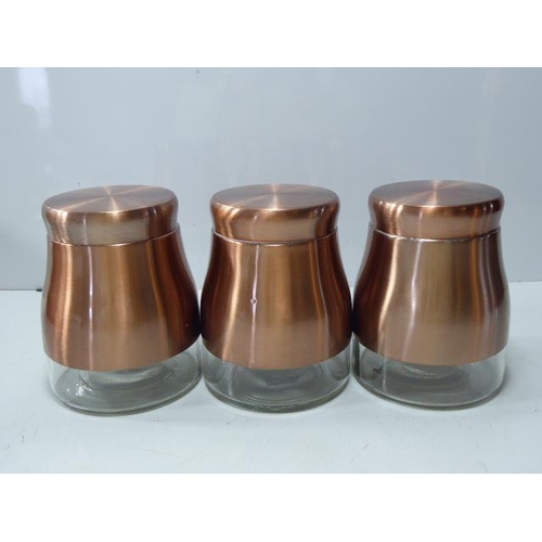 669 - Selection of Copper effect Kitchen Ware including Kettle, Toaster, Storage Jars, Clock and Candle Ho... 