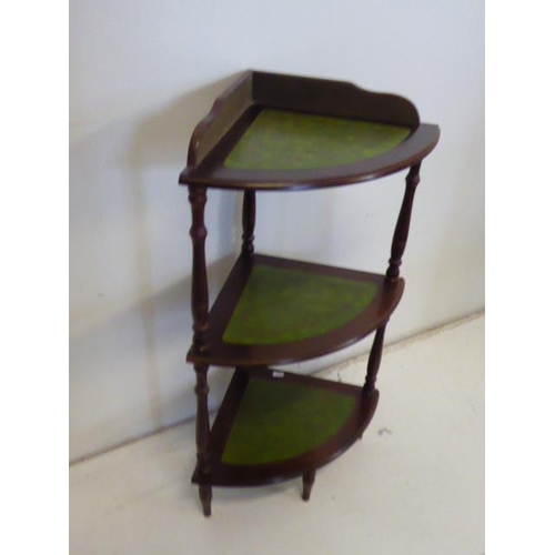 692 - Three Pieces of Mahogany Furniture with Green Leather Inlay including two Whatnot's (Tallest 40