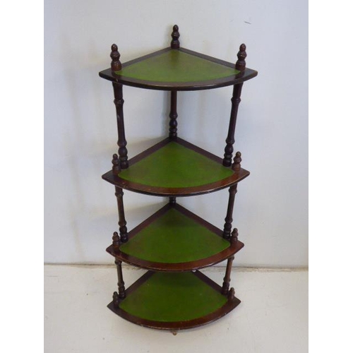 692 - Three Pieces of Mahogany Furniture with Green Leather Inlay including two Whatnot's (Tallest 40