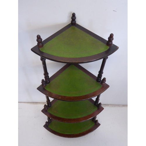 692 - Three Pieces of Mahogany Furniture with Green Leather Inlay including two Whatnot's (Tallest 40