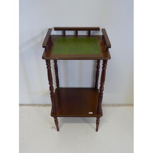 692 - Three Pieces of Mahogany Furniture with Green Leather Inlay including two Whatnot's (Tallest 40