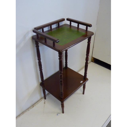 692 - Three Pieces of Mahogany Furniture with Green Leather Inlay including two Whatnot's (Tallest 40