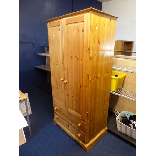 698 - Two Drawer Pine Wardrobe Size 71.5 x 34 x 21