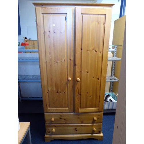 698 - Two Drawer Pine Wardrobe Size 71.5 x 34 x 21