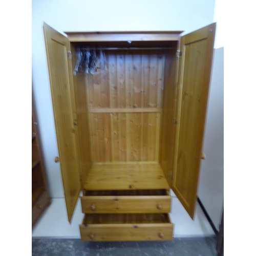 699 - Two Drawer Pine Wardrobe Size 71.5 x 34 x 21