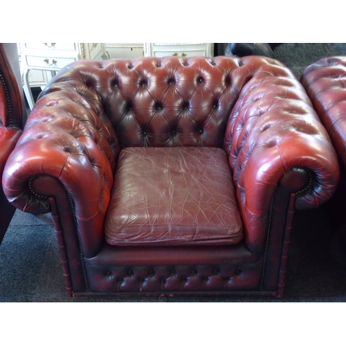 536 - Vintage Oxblood Chesterfield Sofa Set