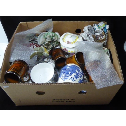 179 - Mixed box to include Glassware, Bird ornament and more