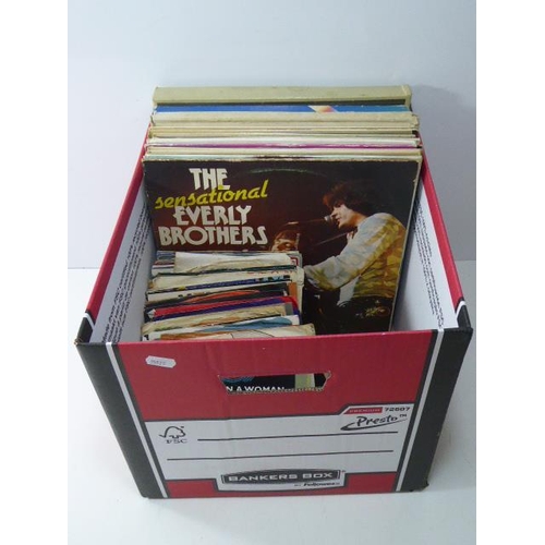 216 - Mixed Box OF LPs & Singles Bob Dylan,David Bowie,Eric Clapton And Lots More