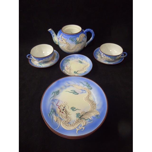 230 - Blue and White Dragon Themed Part Tea Set
