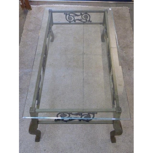 435 - Wrought Iron Glass Topped Coffee Table (50