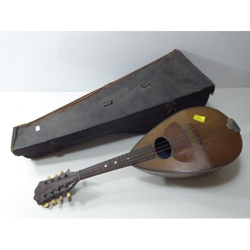 443 - Vintage mandolin, Complete with case and spare strings.
