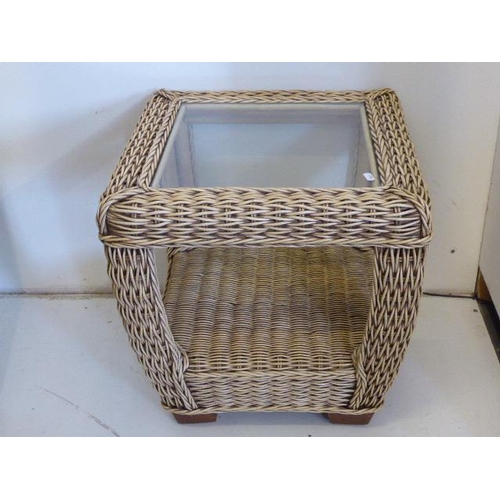 453 - Wicker and Glass topped Coffee Table