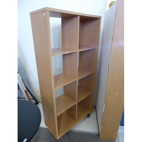 457 - Tall Wooden Storage Unit On Wheels For Books/CD/DVD/Figurines And Other Items Size 65.5