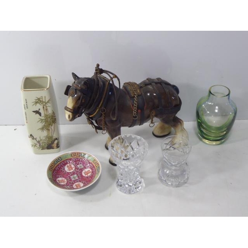 430 - Collectors Lot including Ceramic Shire Horse, Crystal, Studio Glass, Chinese Vase and More