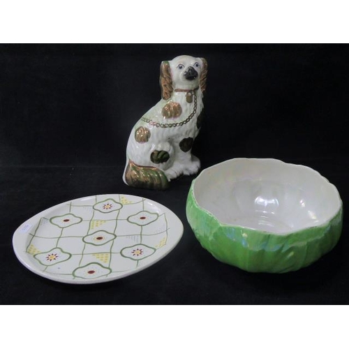 431 - Three ceramic items to include Bowl, plate and dog