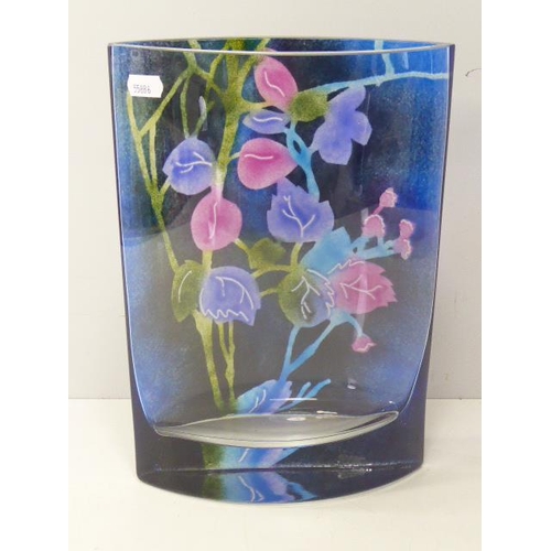 433 - Large Hand painted Swedish Orrefors Signed vase approx 11