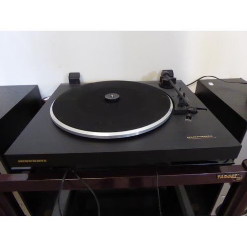 466 - Marantz Turntable With Two Mordaunt-Short Advent 906 120w Tall Speakers With Target Audio Five Tier ... 
