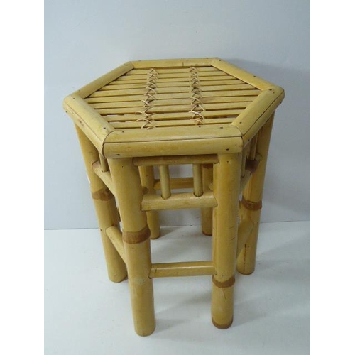 473 - Vintage Handmade Bamboo Side Table Height 14