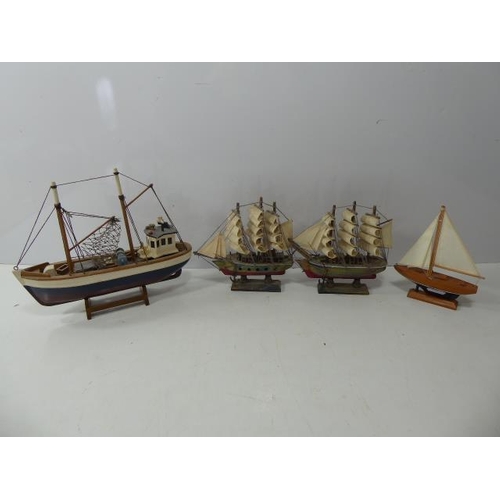 62 - Selection of 4 Wooden Sailing Ship Models