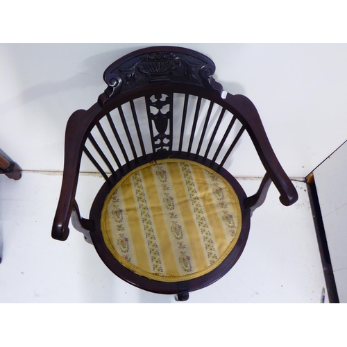 1 - Edwardian Mahogany Corner Chair with Inlaid Decoration