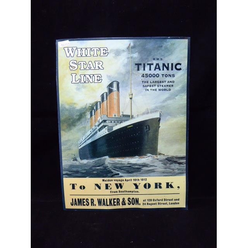 96 - White Star Line Titanic Tin Plate Advertising Board (15