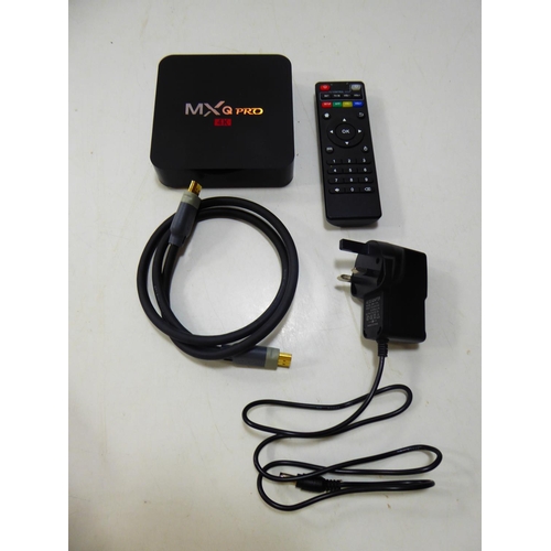 111 - MXQ Pro 4K TV Box Complete with Remote Control, HDMI Lead and Power Lead