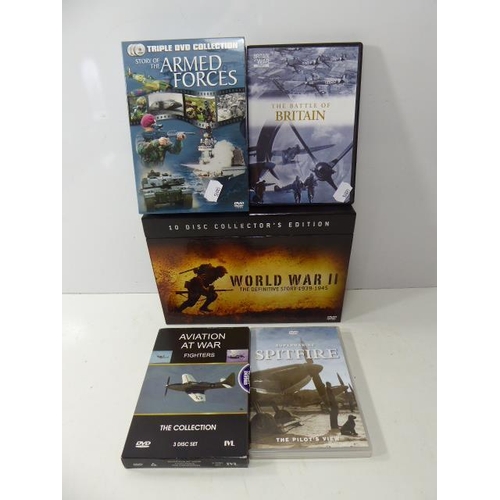 118 - Selection of Military Related Box Sets including 10 Disc WWII Collection, The Story of the Armed For... 