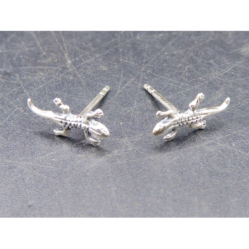 301 - Pair of Silver Lizard earrings in case
