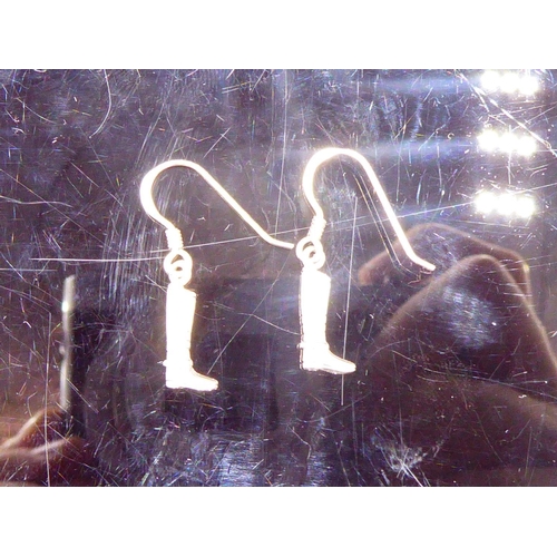 305 - Pair of Silver Wellington Boot Earrings in Presentation Case