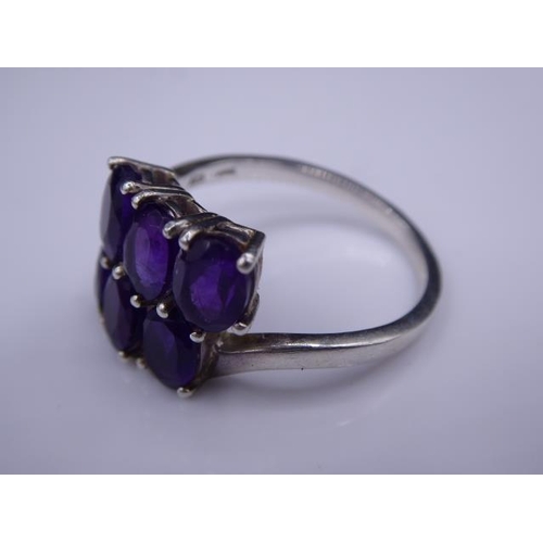 306 - Silver Ring with purple stones