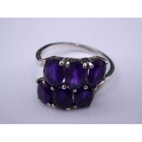 306 - Silver Ring with purple stones