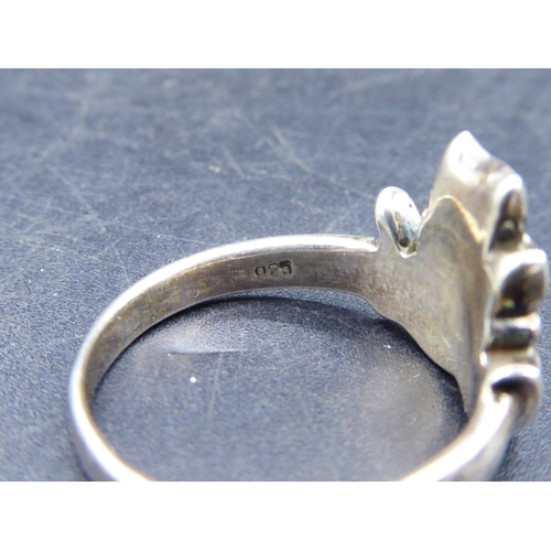 316 - Hallmarked 925 Silver Cat ring Size M1/2