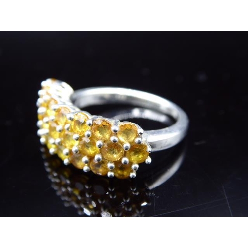 317 - Silver Ring with stone cluster