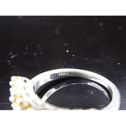 317 - Silver Ring with stone cluster