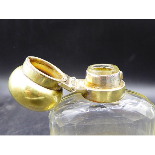 320 - Vintage Crystal Hip Flask with Silver Plated Cup